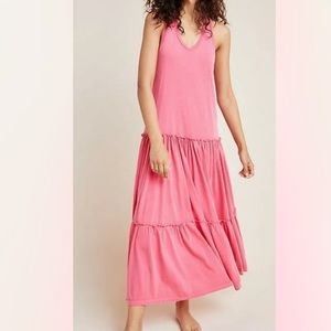 Anthropologie Sundry Tiered Women Pink Tank Maxi Dress Size 4